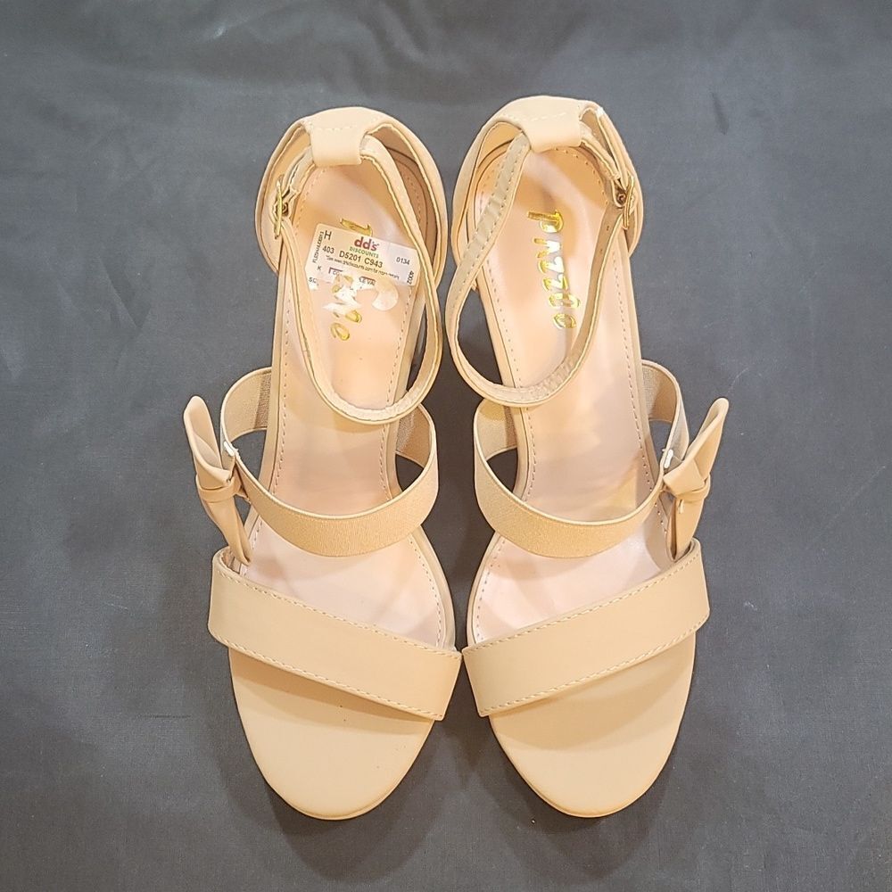 BRAND NEW PAZZLE DOUBLE BOWNOT ROUND TOE BLOCK HEEL SANDAL